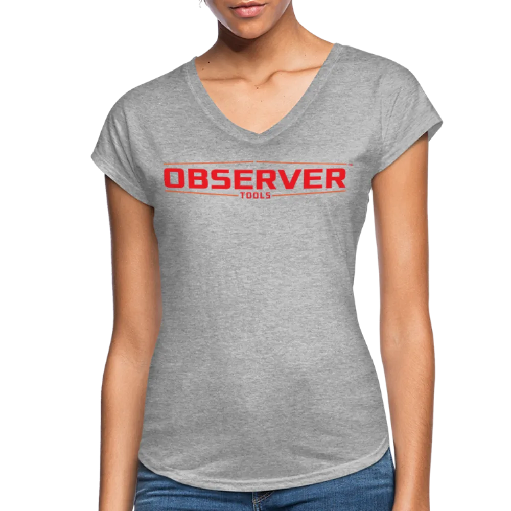 Women's Slim-Fit V-Neck T-Shirt - Orange Logo